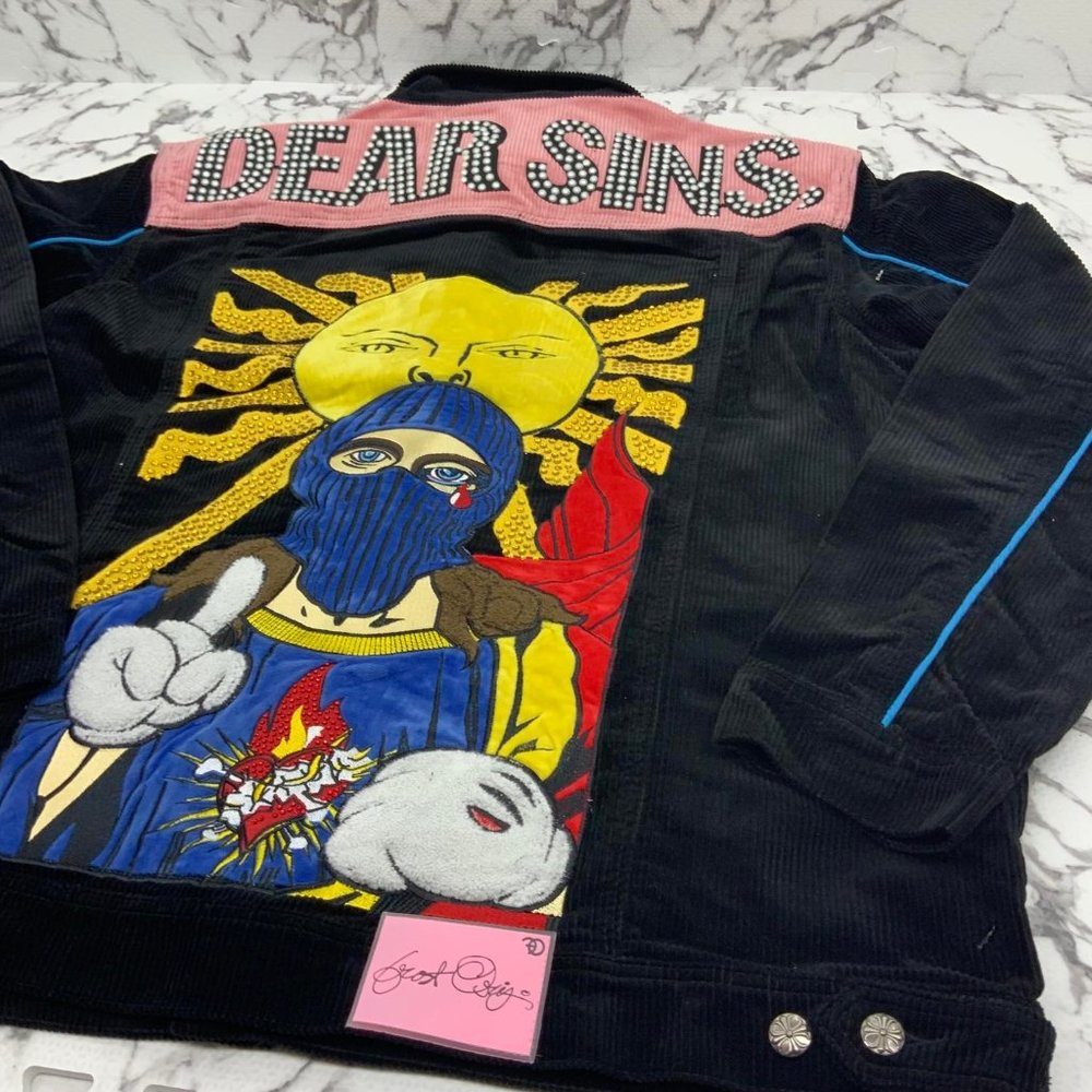 Men’s Frost Original Dear Sins Black | Pink Corduroy Jacket NWT
